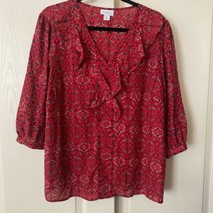 Liz Claiborne Red Floral Blouse
